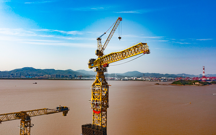 雙塔筑脊梁！徐工超大塔助建世界級(jí)大橋